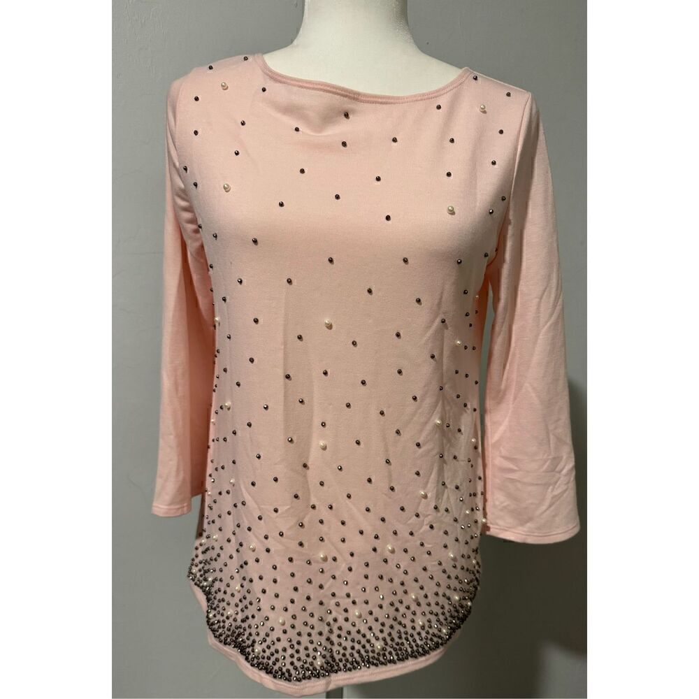 Peck & Peck pink pearl stud top S